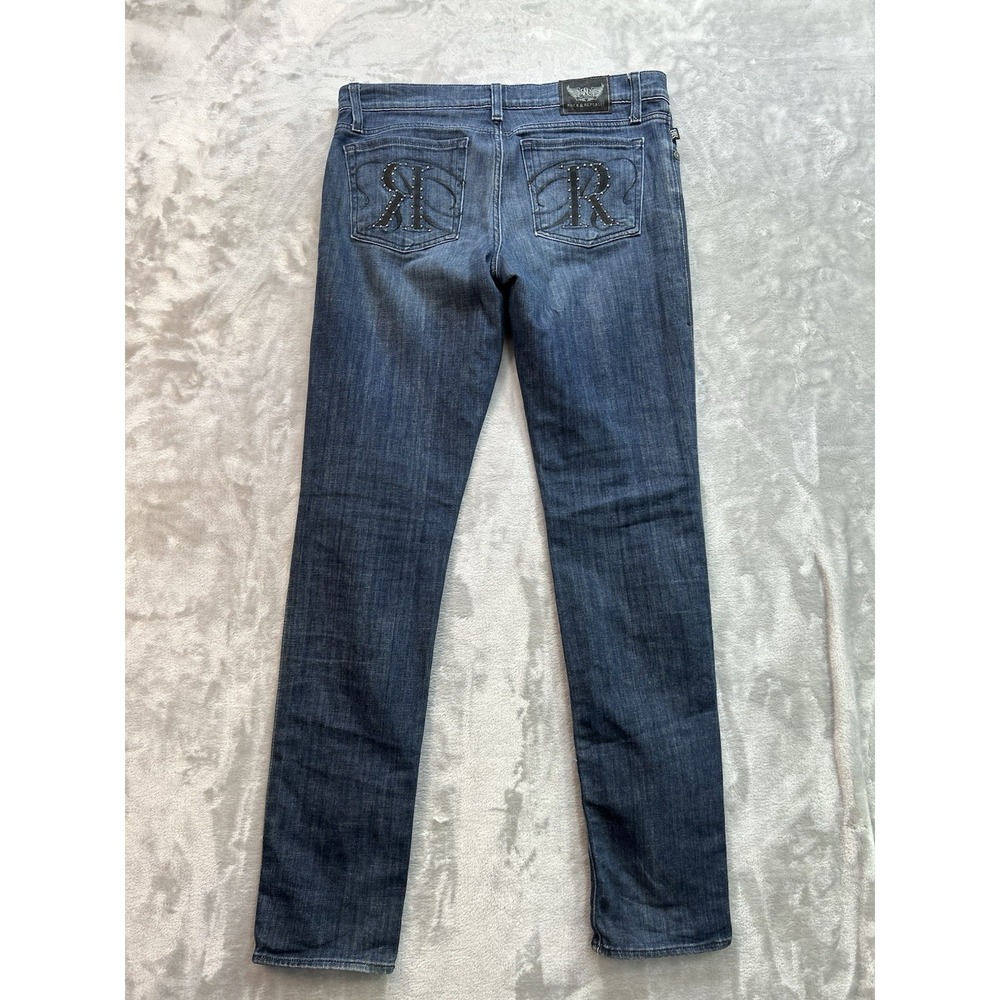 Rock & Republic Womens Sz 30 Blue Jeans Berlin Skinny Stretch Mid Rise Whiskered